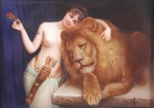 KPM PLAQUE DIANA & LION PAINTI