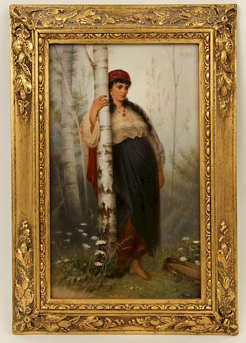 KPM PORCELAIN PLAQUE GYPSY WITH A
