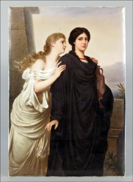 KPM STYLE PAINTED PORCELAIN PLAQUE.