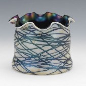 KRALIK THREADED GLASS VASE 4"