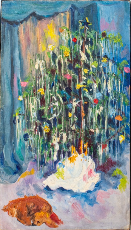 KRAVITCH 'DOG & CHRISTMAS TREE' OIL