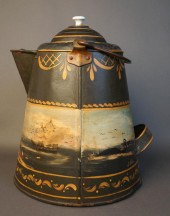 KREAMER DECORATED TIN PITCHER,