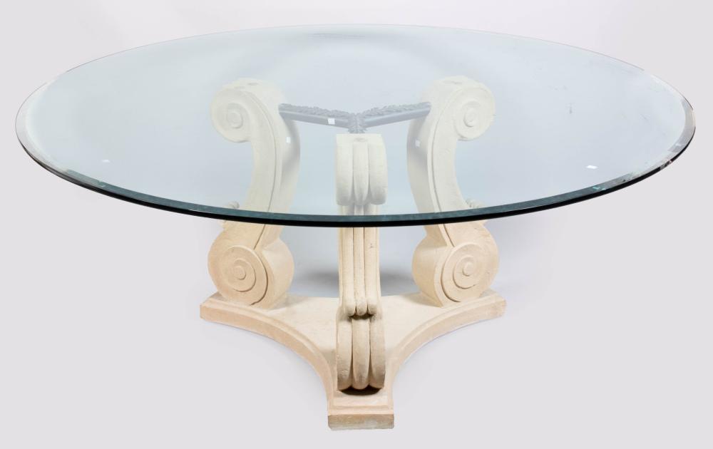 KREISS GLASS TOPPED DINING TABLE