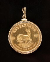 KRUGERRAND GOLD COIN PENDANT,