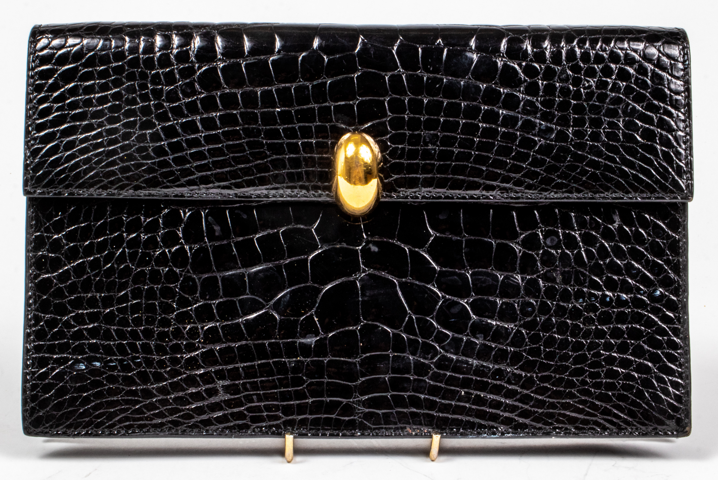 KUC BLACK ALLIGATOR CLUTCH BAG 7? H