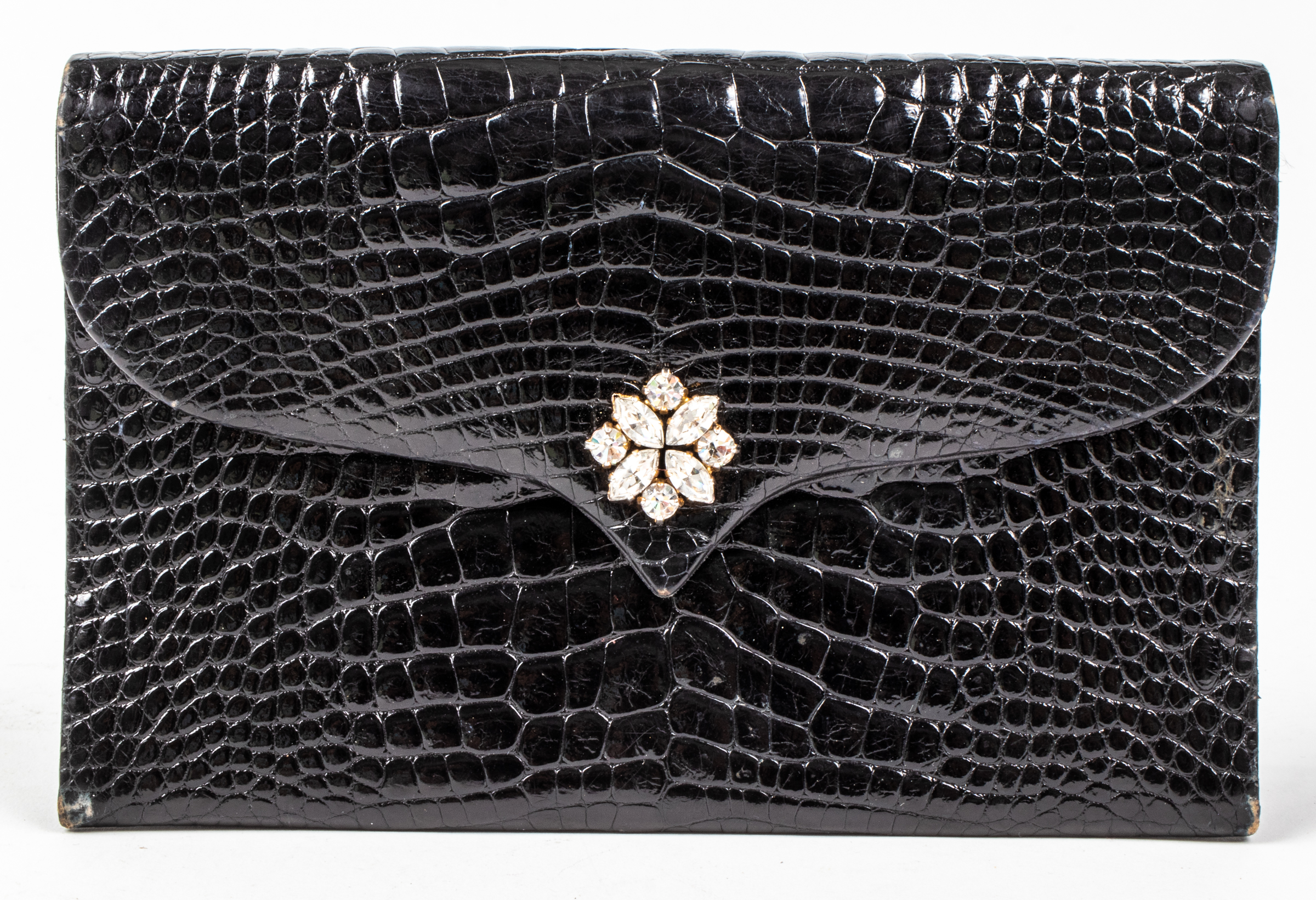 KUC BLACK ALLIGATOR CLUTCH BAG with