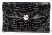 KUC BLACK ALLIGATOR CLUTCH BAG