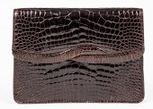 KUC BROWN ALLIGATOR CLUTCH HAN