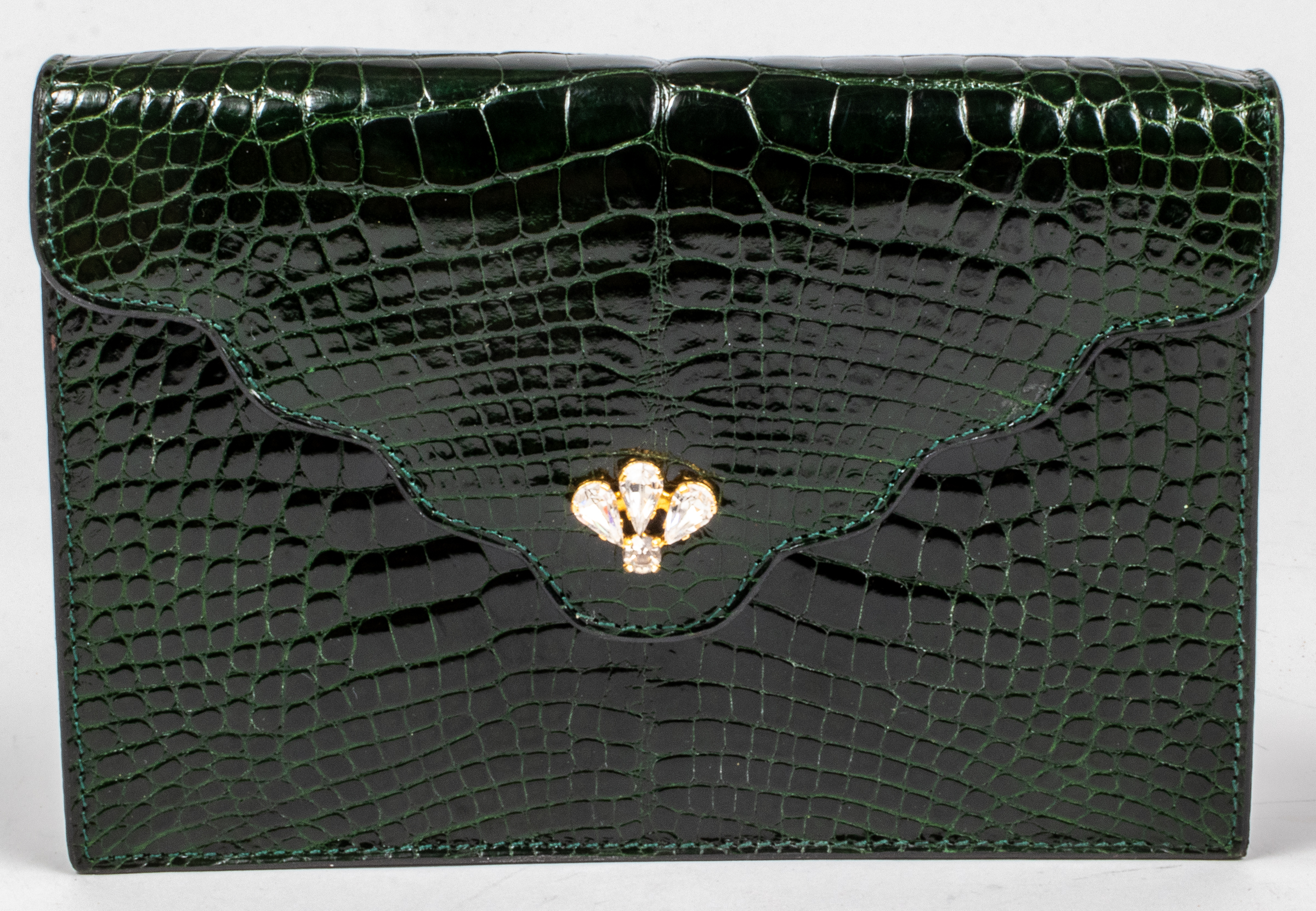 KUC GREEN ALLIGATOR CLUTCH BAG 4.5?