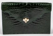 KUC GREEN ALLIGATOR CLUTCH BAG
