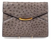 KUC GREY OSTRICH CLUTCH BAG 6.