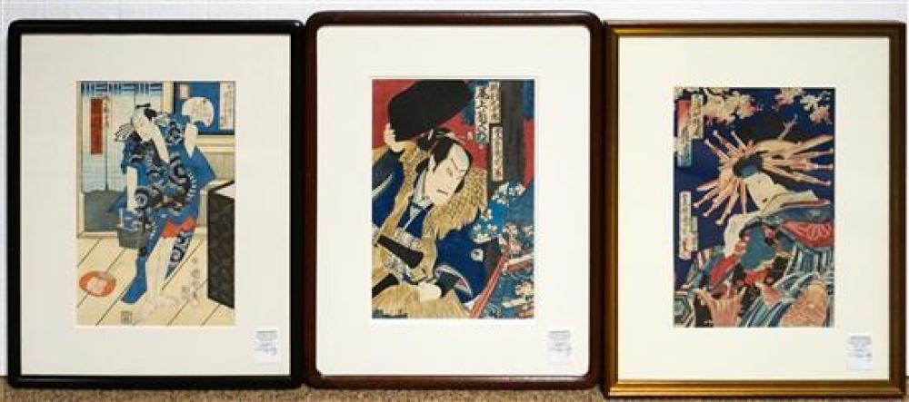 KUNICHIKA, THREE OBAN WOODBLOCK