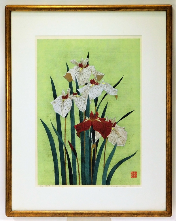 KUNIE SUGIURA IRIS FLOWER WOODBLOCK