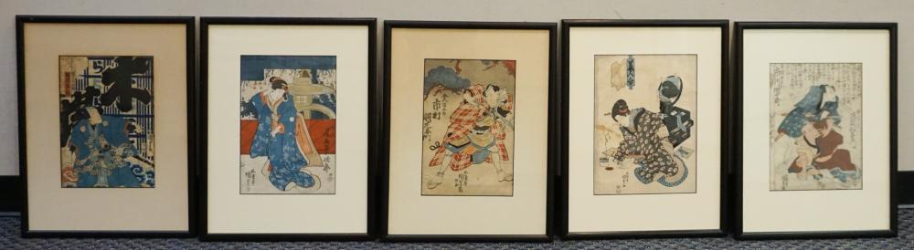 KUNISADA, ACTORS, FIVE WOODBLOCK