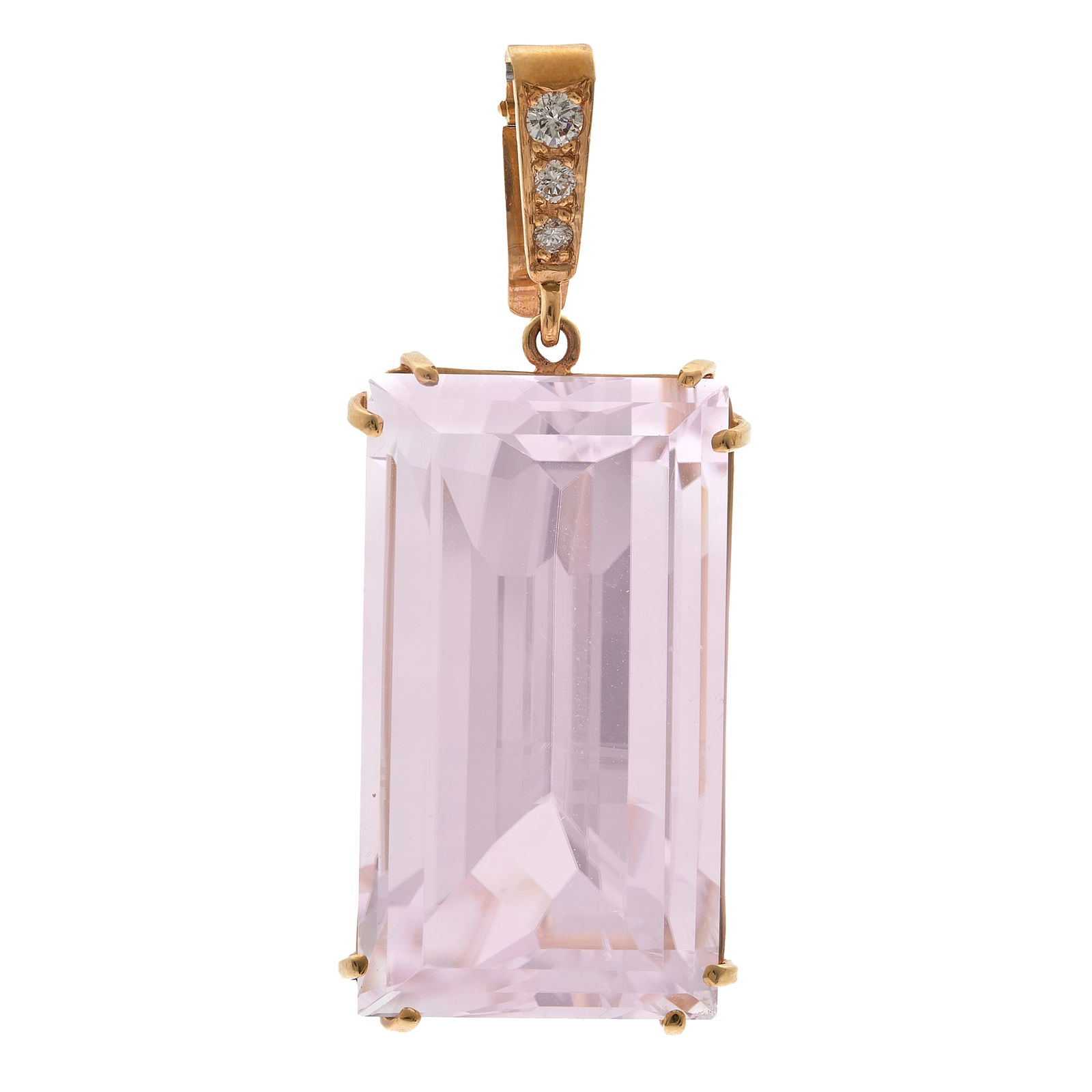 KUNZITE, DIAMOND, 14K YELLOW GOLD
