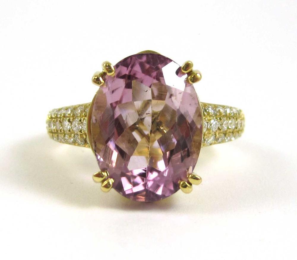 KUNZITE, DIAMOND AND FOURTEEN KARAT