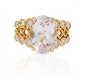 KUNZITE DIAMOND RING18k (stamp