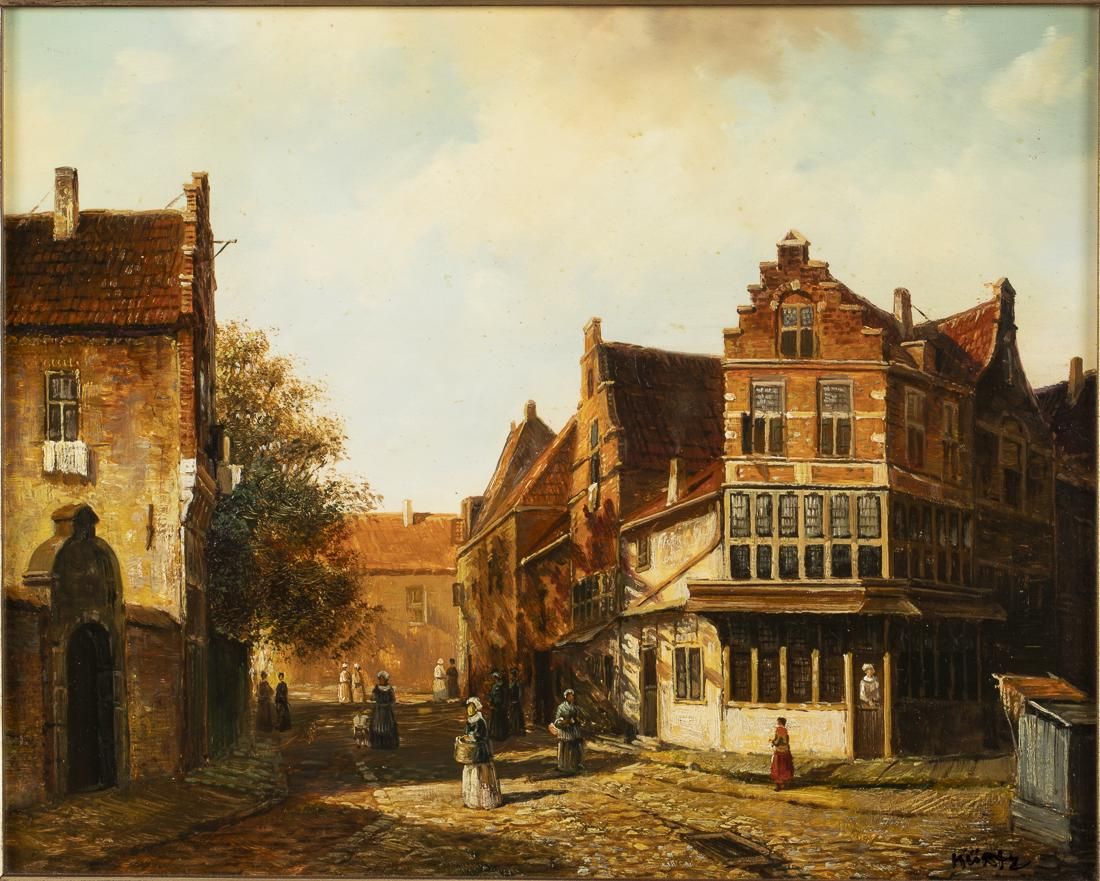 KURTZ, EUROPEAN STREET SCENE, OIL