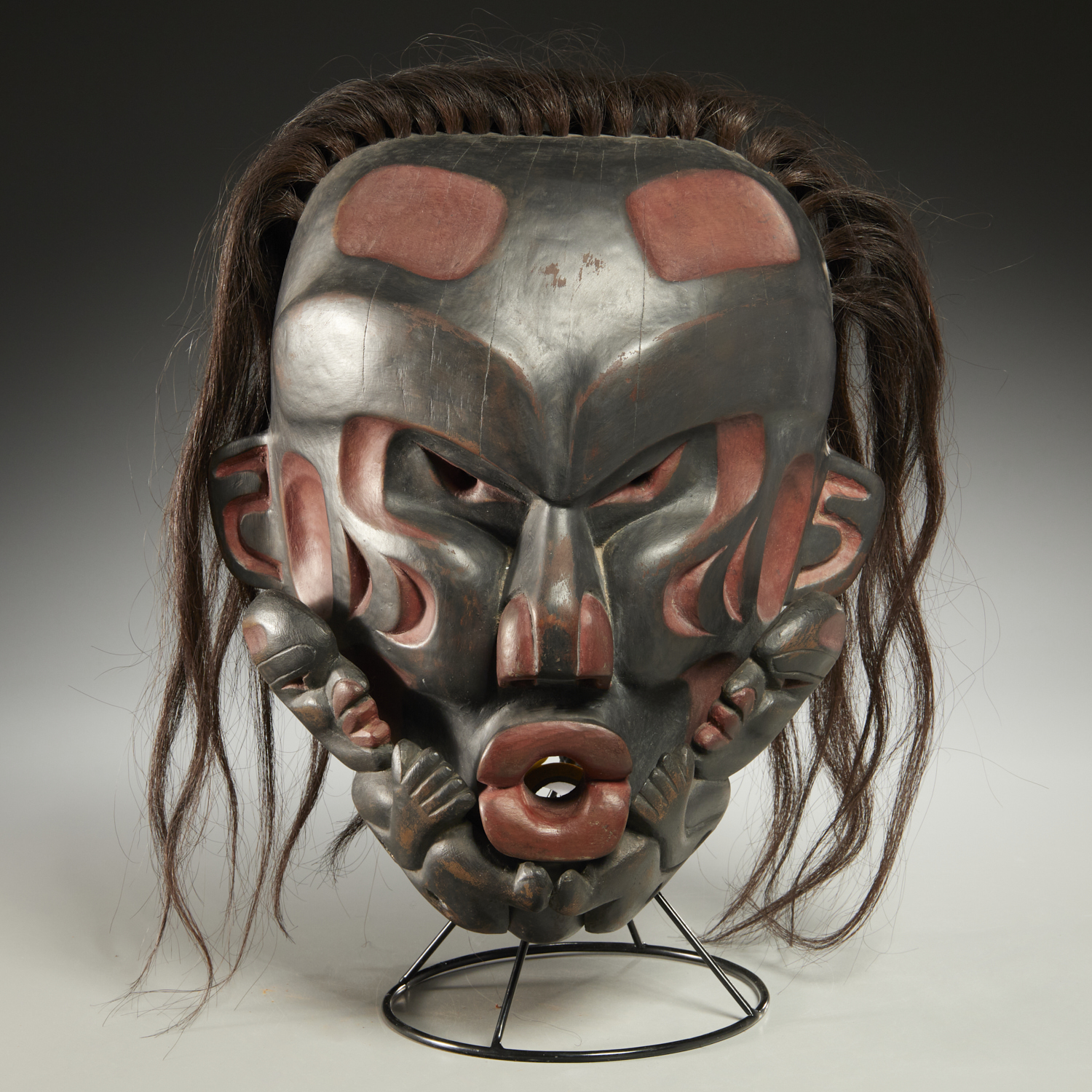 KWAKIUTL POLYCHROMED WOOD MASK OF