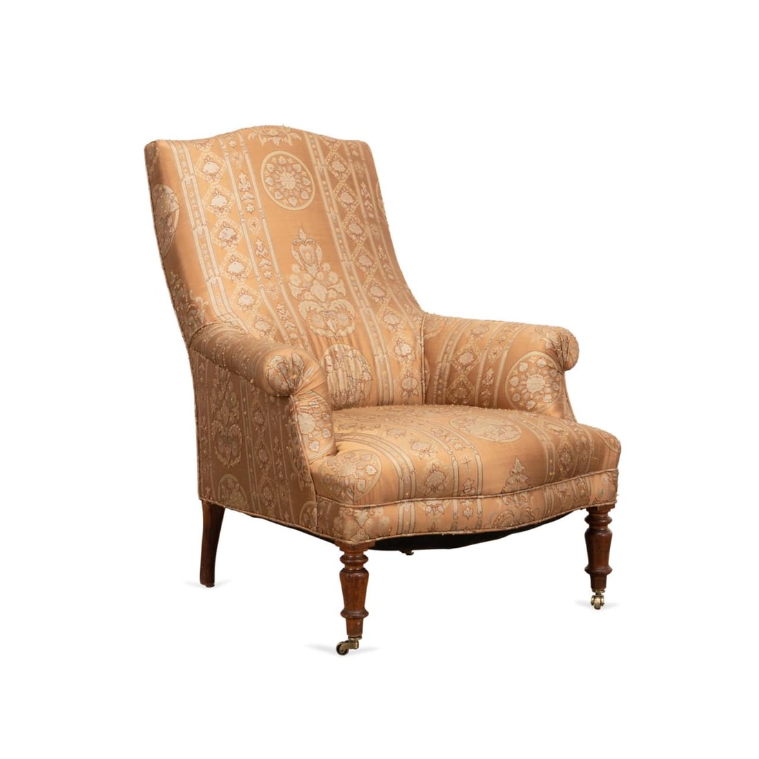 L. 19TH C. ENGLISH SILK UPHOLSTERED