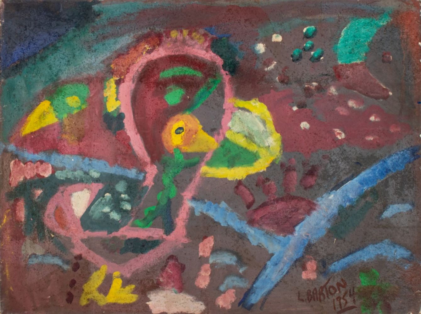 L. BARTON RARE SURREALIST OIL ON