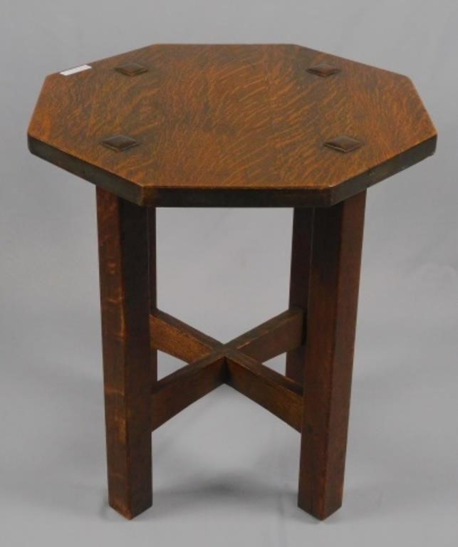 L &. JG STICKLEY OAK TABORET, CA.