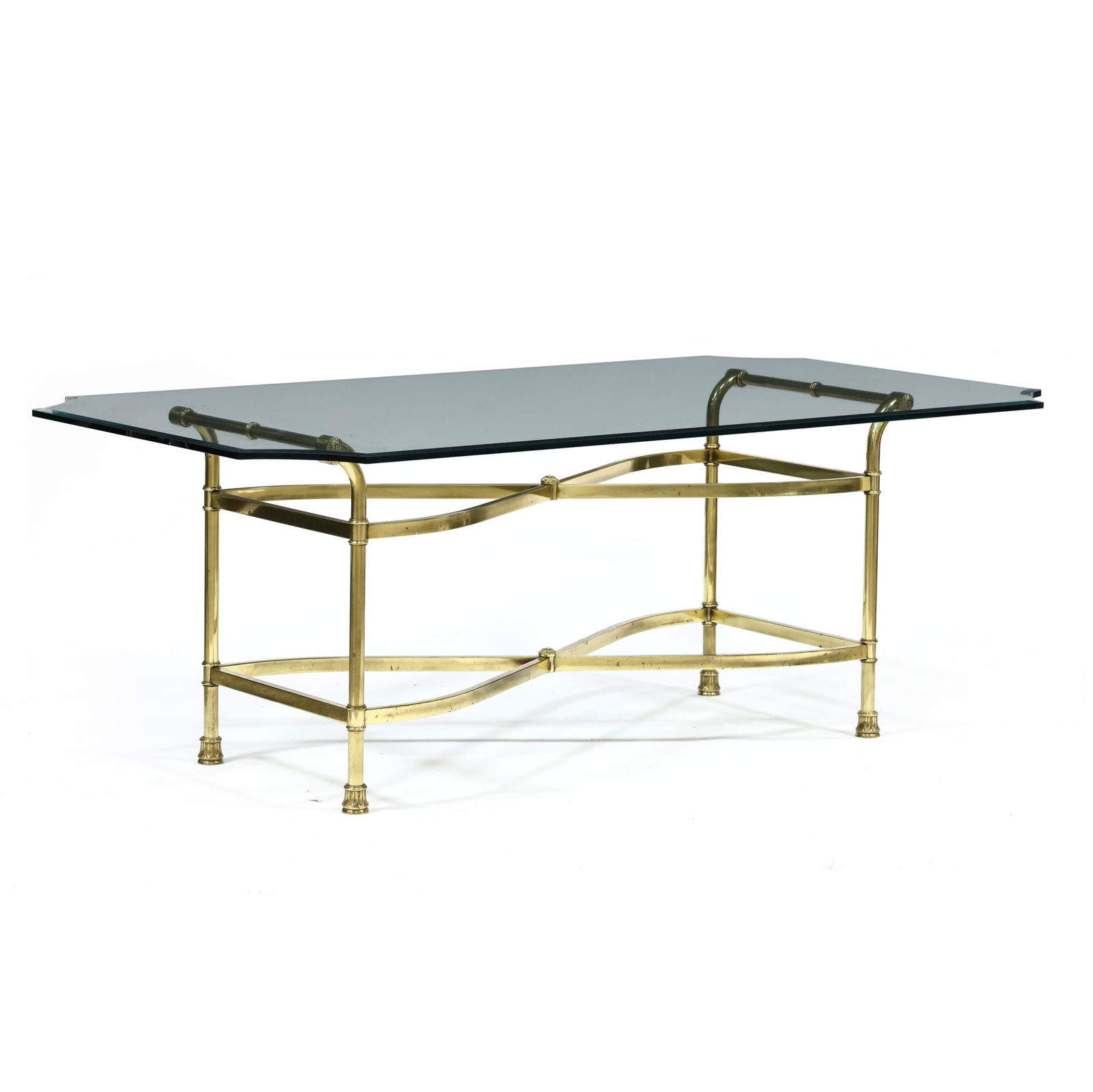 LA BARGE, GLASS AND BRASS DINING
