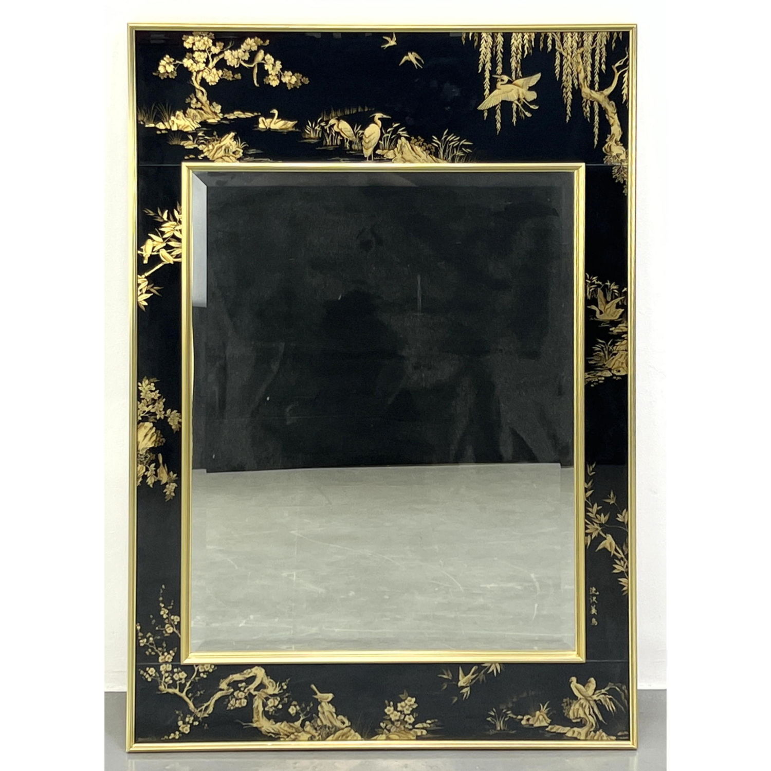 La Barge mirror Eglomise Asian