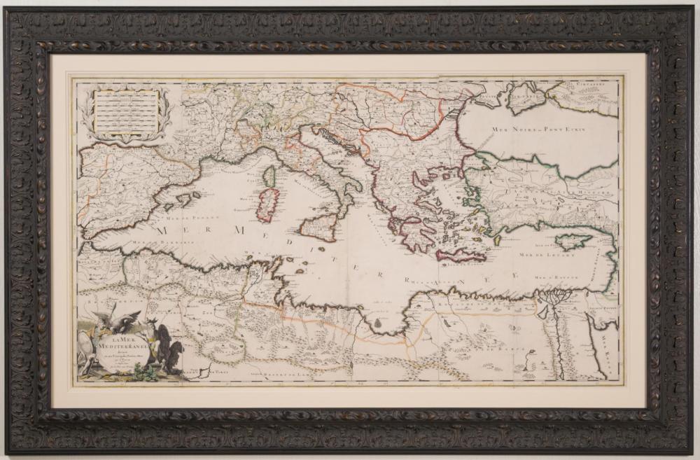 LA MER MEDITERRANEE, ENGRAVED MAP