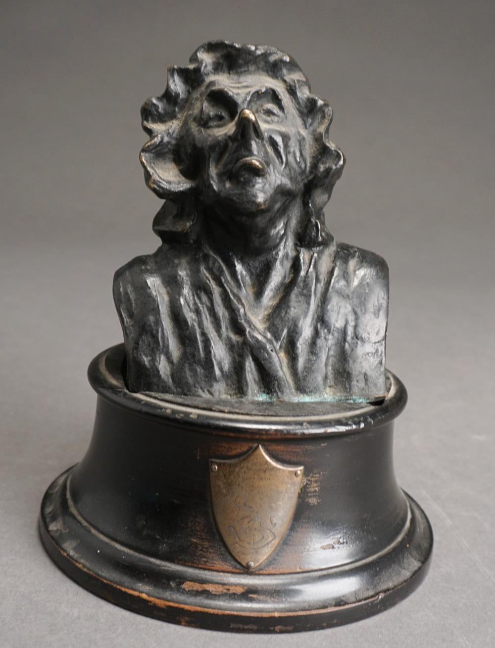 "LA PORTIERE" BRONZE BUST ON WOOD