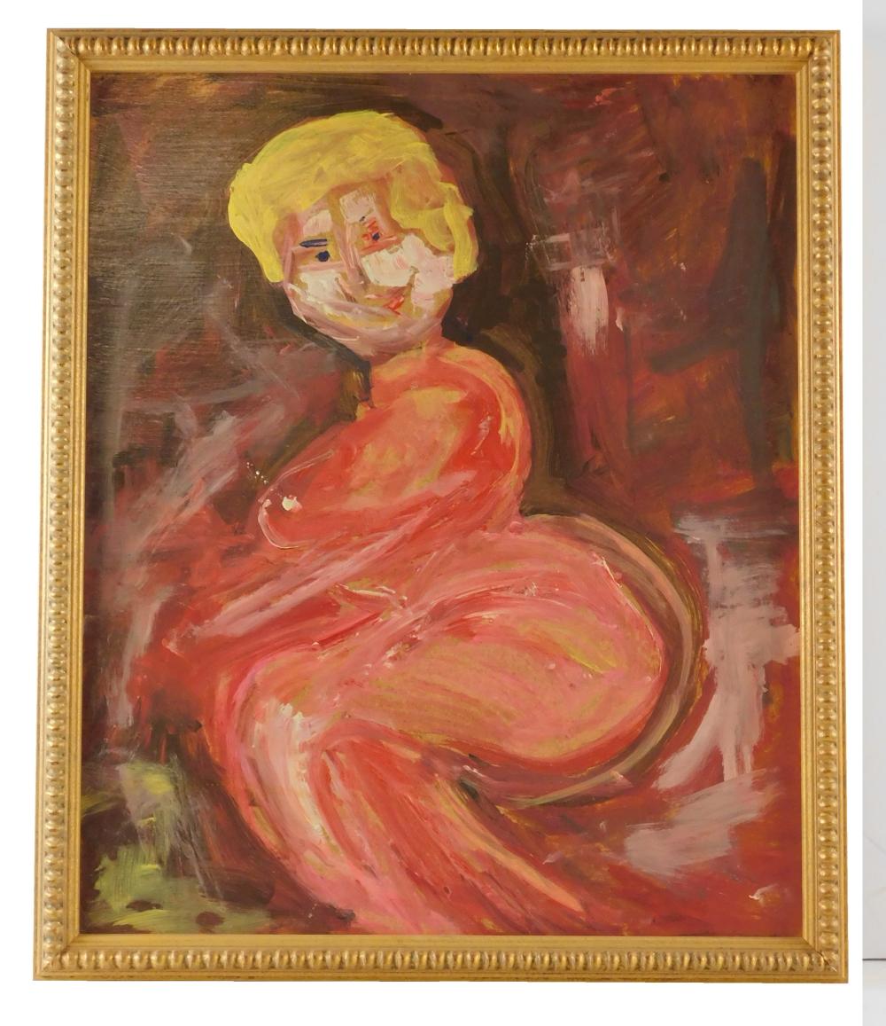 "LA RUSA" OIL ON MASONITE, A NUDE