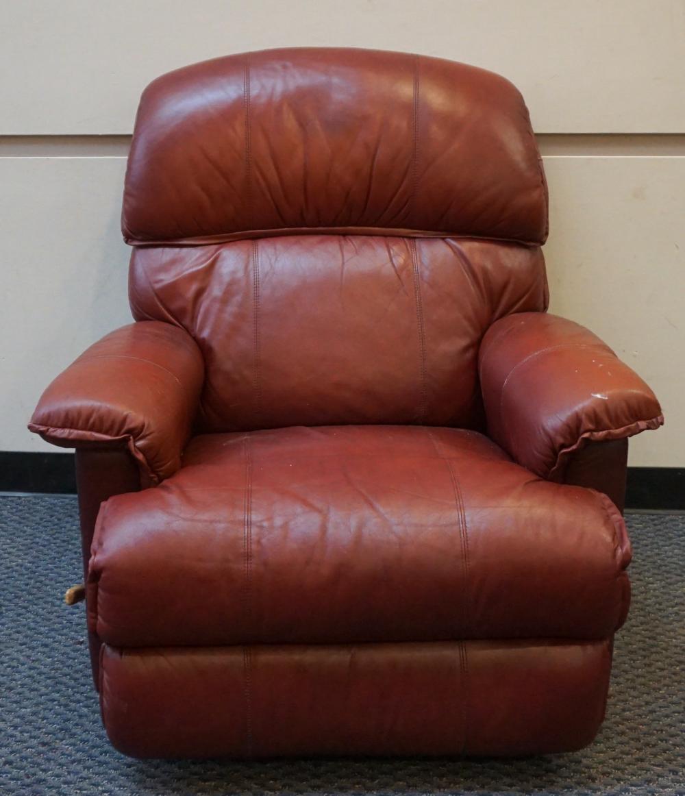 LA-Z-BOY RED LEATHER SWIVEL