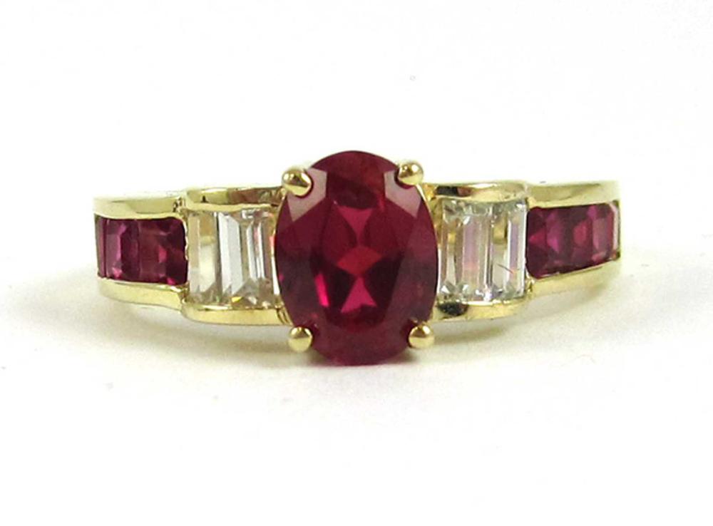 LAB-CREATED RUBY AND TEN KARAT GOLD