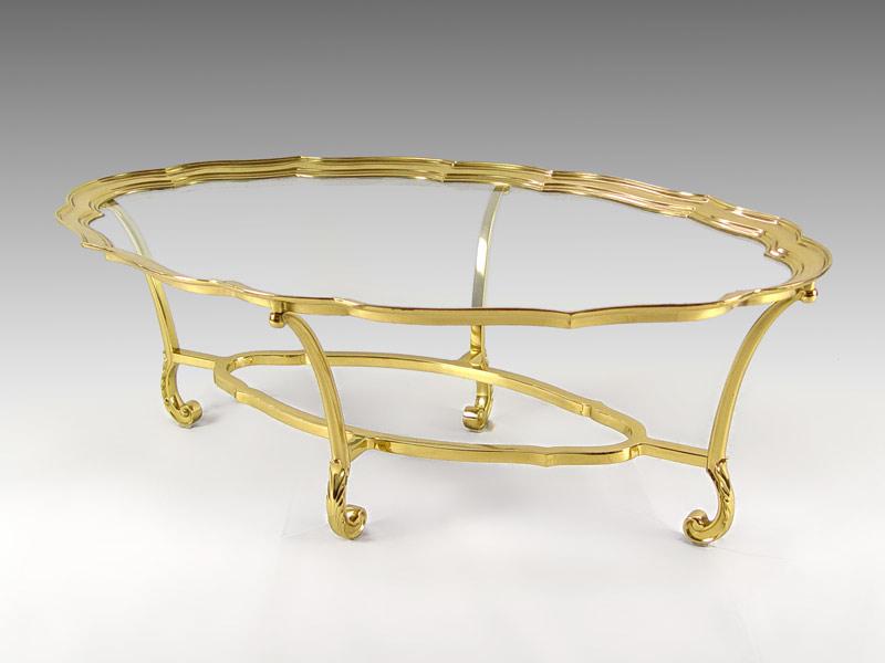 LaBARGE BRASS & GLASS COFFEE TABLE: