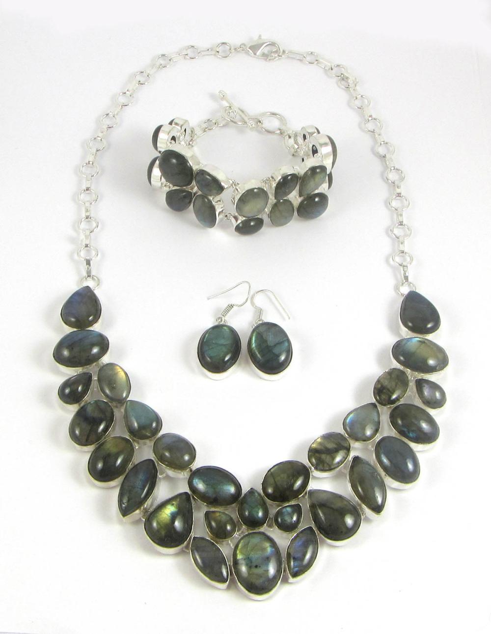 LABRADORITE NECKLACE, BRACELET