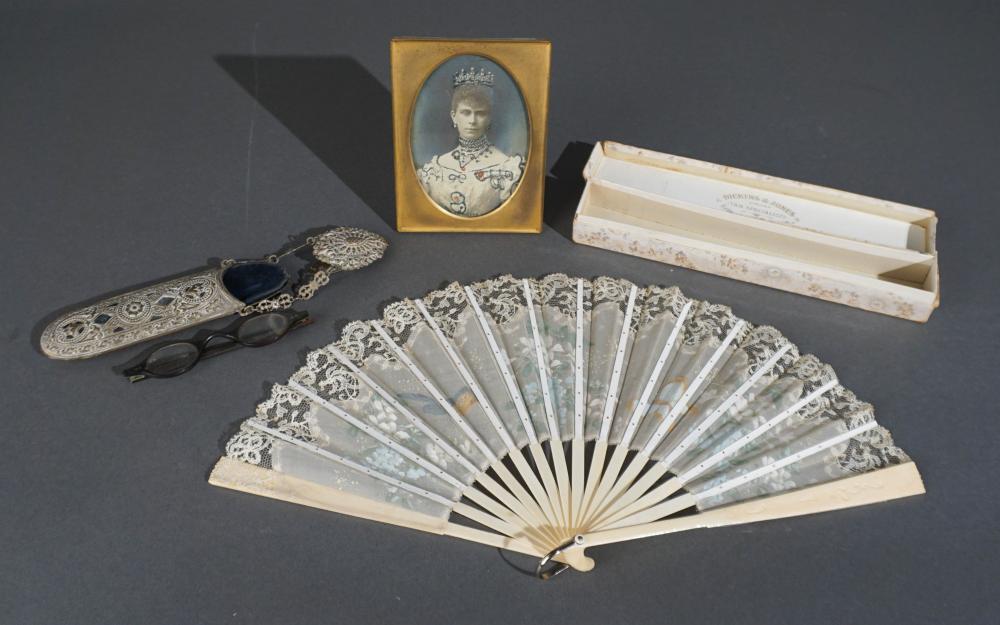 LACE HAND FAN, EMBOSSED PHOTOGRAPH,