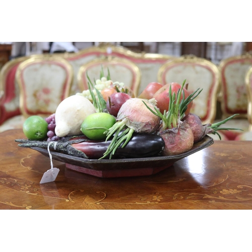 Lacquer bowl with faux fruit,