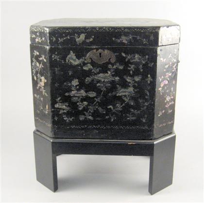 Lacquer box on stand    Decorated
