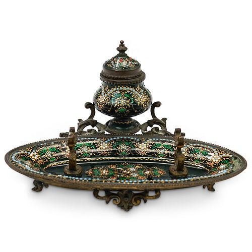 LACQUERED HAND PAINTED INKWELL DESK