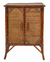 LACQUERED RATTAN & WICKER CABI
