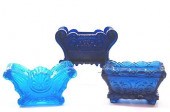 LACY GLASS SALT DISHES, THREET