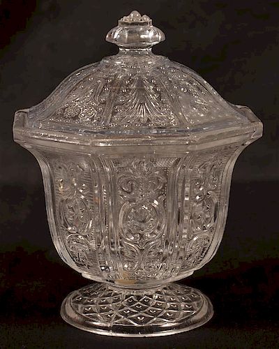 LACY PATTERN FLINT GLASS COVERED