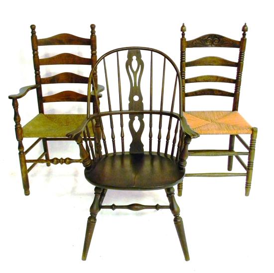 Ladderback side chair  floral
