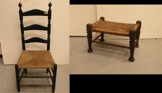 Ladderback side chair  rush seat 