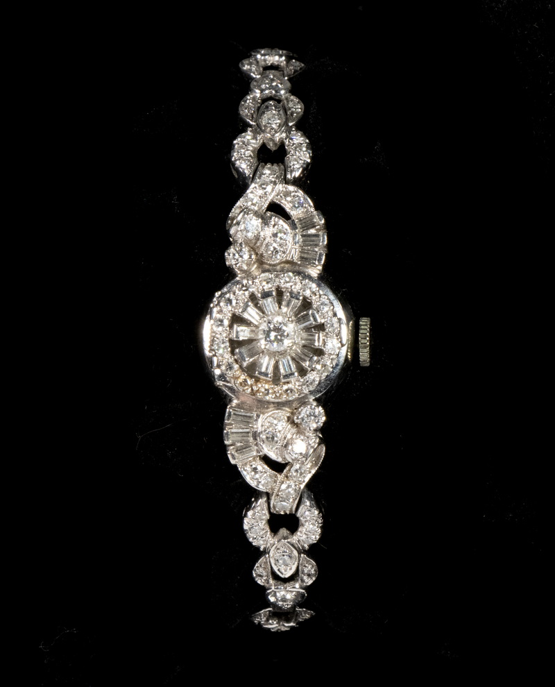LADIES 14 K WHITE GOLD & DIAMOND