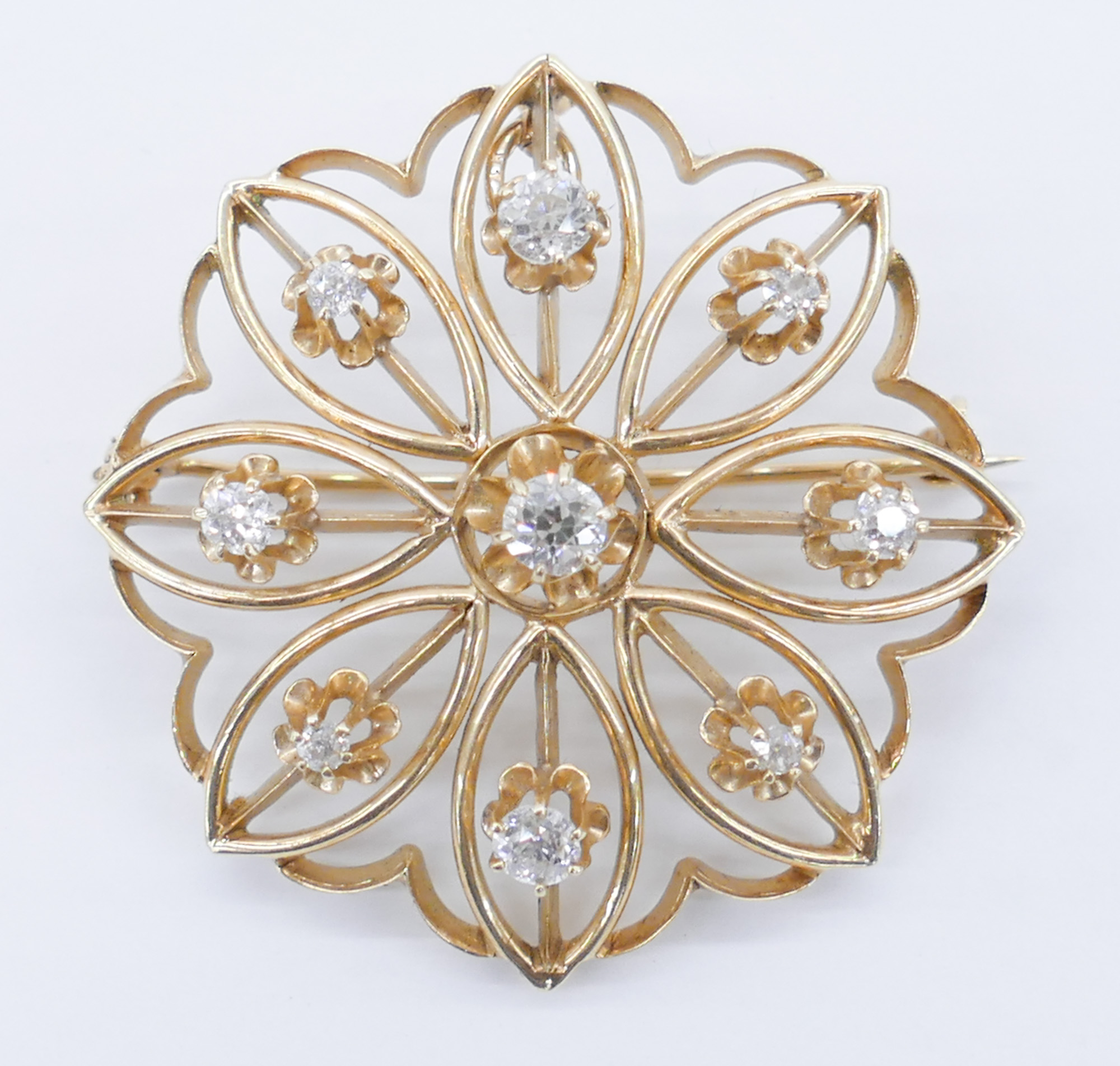 Ladies 14k Diamond Floral Pendant