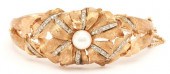 LADIES 14K GOLD & PEARL FLORAL