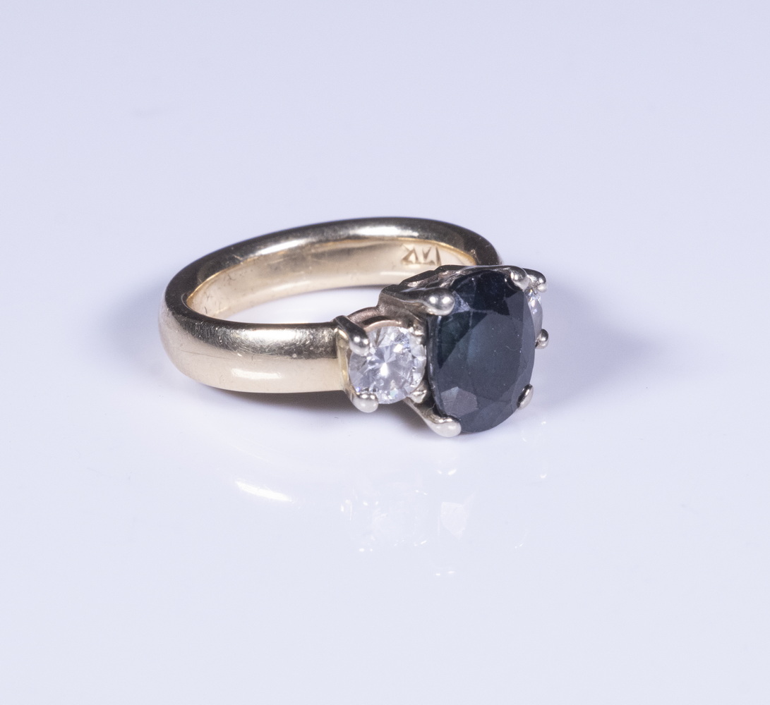 LADIES 14K GOLD SAPPHIRE AND