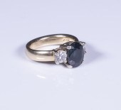 LADIES 14K GOLD SAPPHIRE AND D