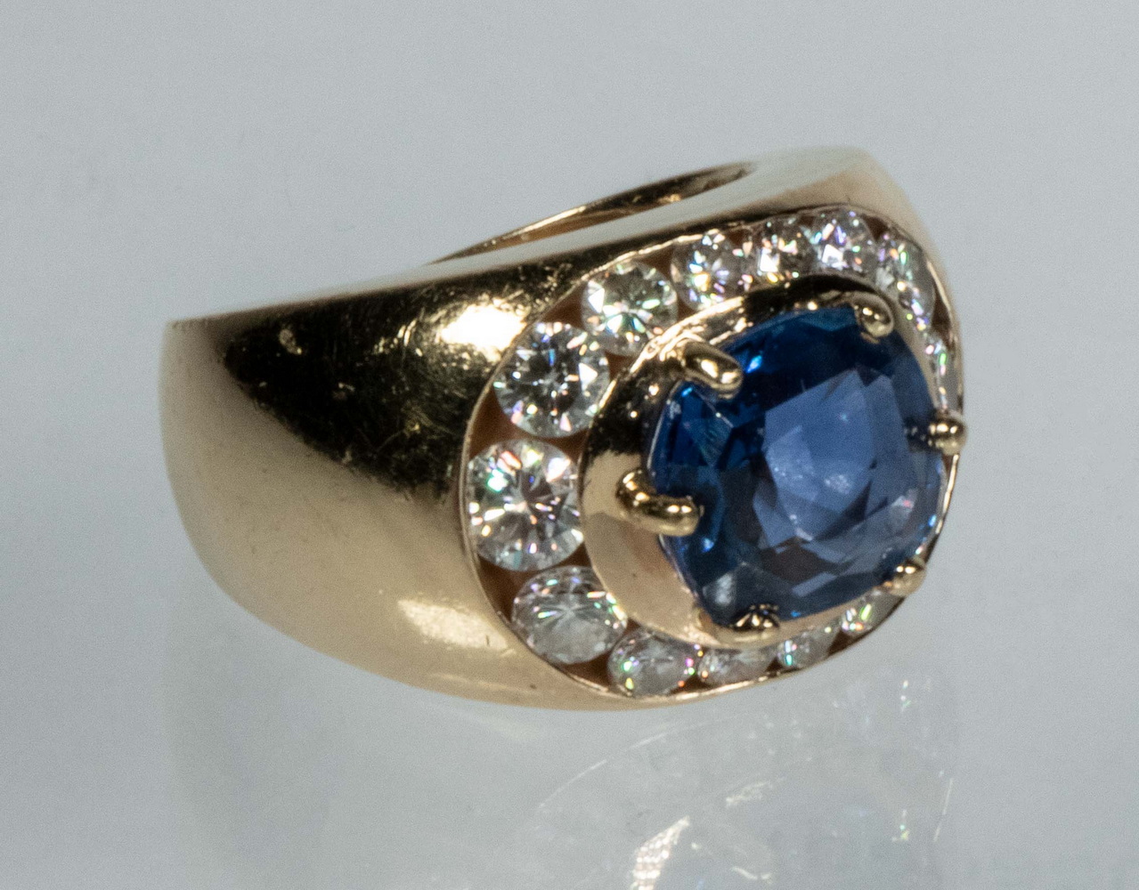 LADIES 14K GOLD, SAPPHIRE AND